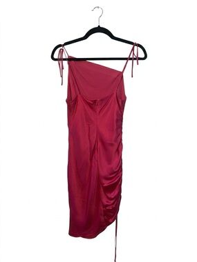 Cinq a Sept One-Shoulder Satin Dress in Fuchsia Pink